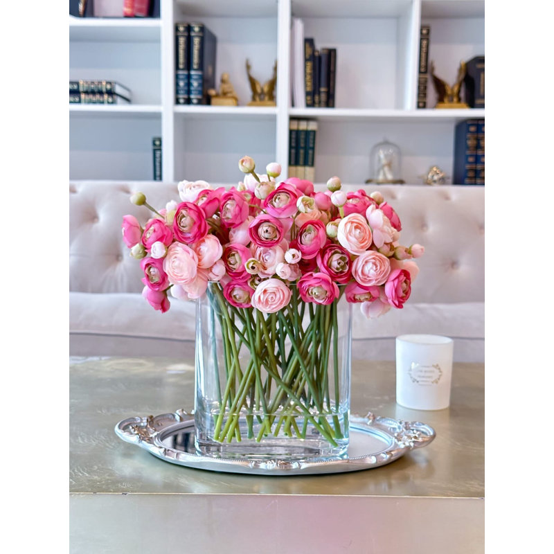 Pink Ranunculus Artificial Centerpiece - Modern French Decor