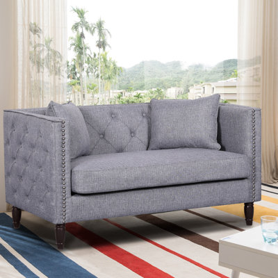 Causeuse Chesterfield en lin 49,6 po Meaghan