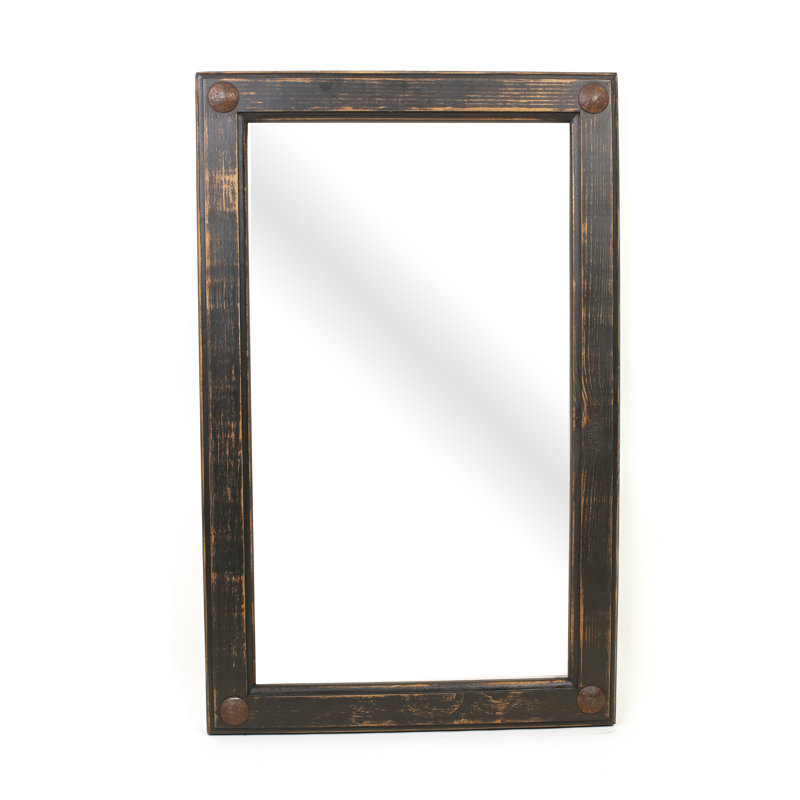 Febus Wood Rectangle Wall Mirror, 24" H x 19" W, Black
