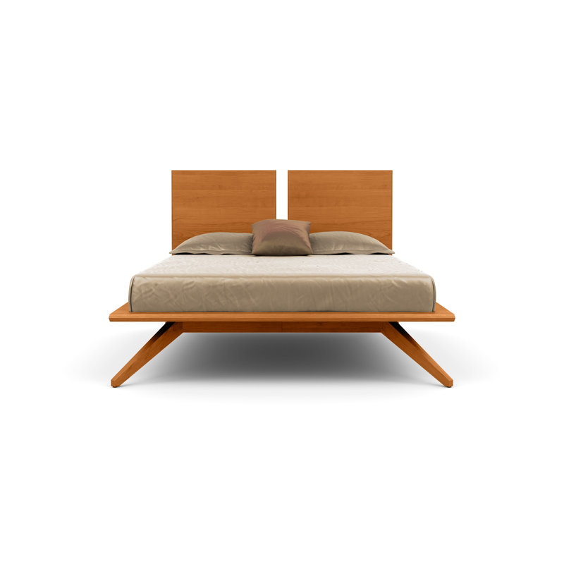 Astrid Solid Wood Platform Bed, Queen, Natural Cherry