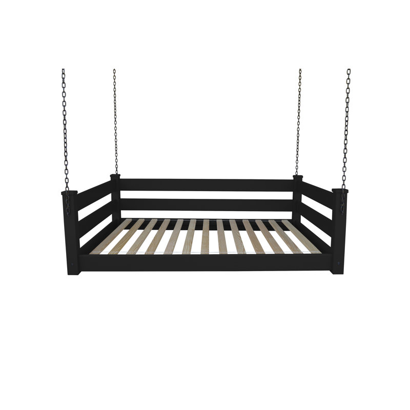 Adrow Solid Wood Hanging Daybed, Black, Full/Double