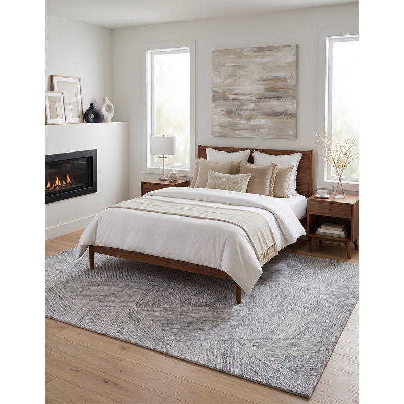 Marut Hand Tufted Abstract Area Rug in Light Gray, Rectangle 9' x 12'