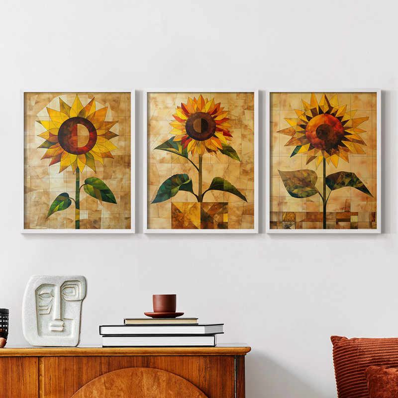 Étude florale CLXII - Ensemble de 3 estampes numériques - Prêt à accrocher, Cadre blanc, H 10 po x l 8 po