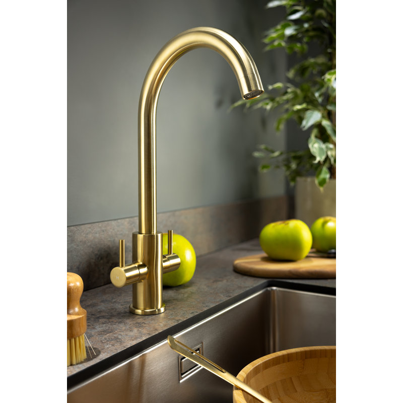 Abode Marido Dual Lever Mixertap, Brushed Brass