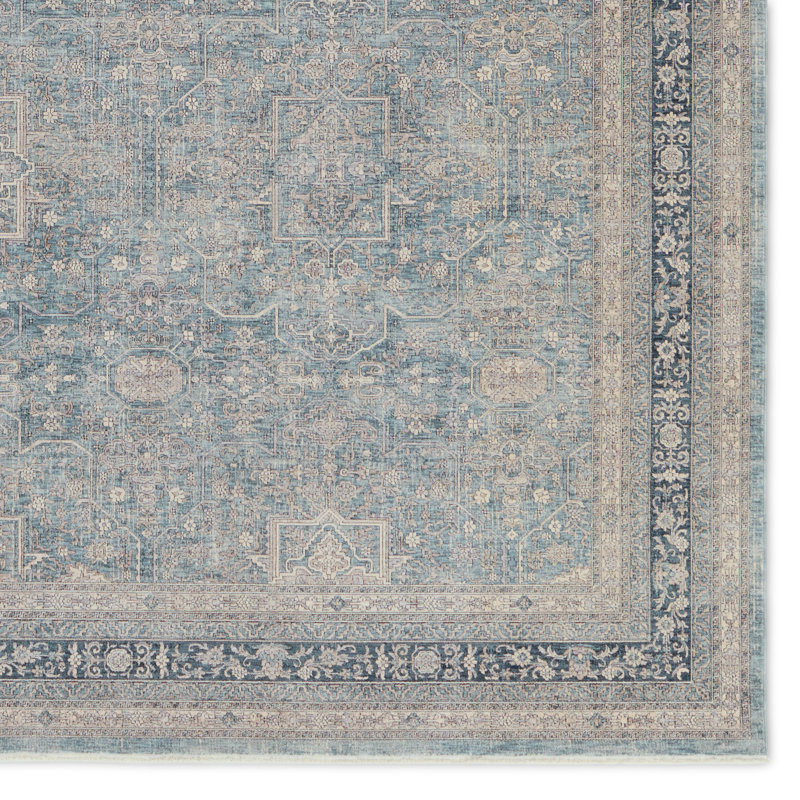 Tapis bleu / taupe Brinson, Rectangle 7 pi 10 po x 9 pi 10 po