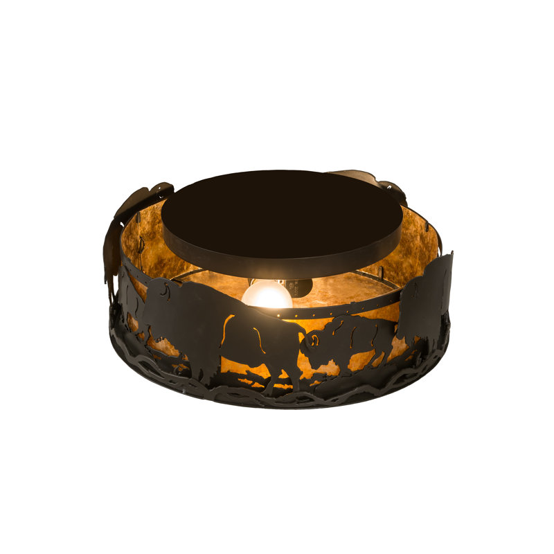 Amber Mica Globe 16" Flush Mount with Timeless Bronze Finish