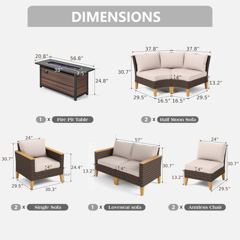Ensemble de conversation d'extérieur en osier Argyri, Beige