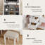 Meuble-lavabo de maquillage avec miroir à lumière DEL et tabouret - conception à plateau rabattable 3 en 1 avec 6 tiroirs de rangement et éclairage réglable, blanc-232335688