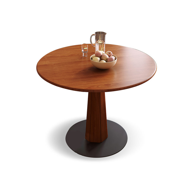 Walnut&Black Round Solid Wood Dining table, 29.53"H x 39.37"L x 39.37"W
