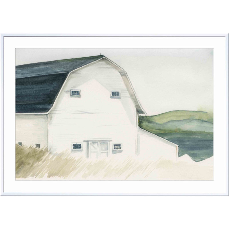 «Barn IV» par Jennifer Paxton Parker - peinture encadrée, Blanc, H 12 po x l 12 po