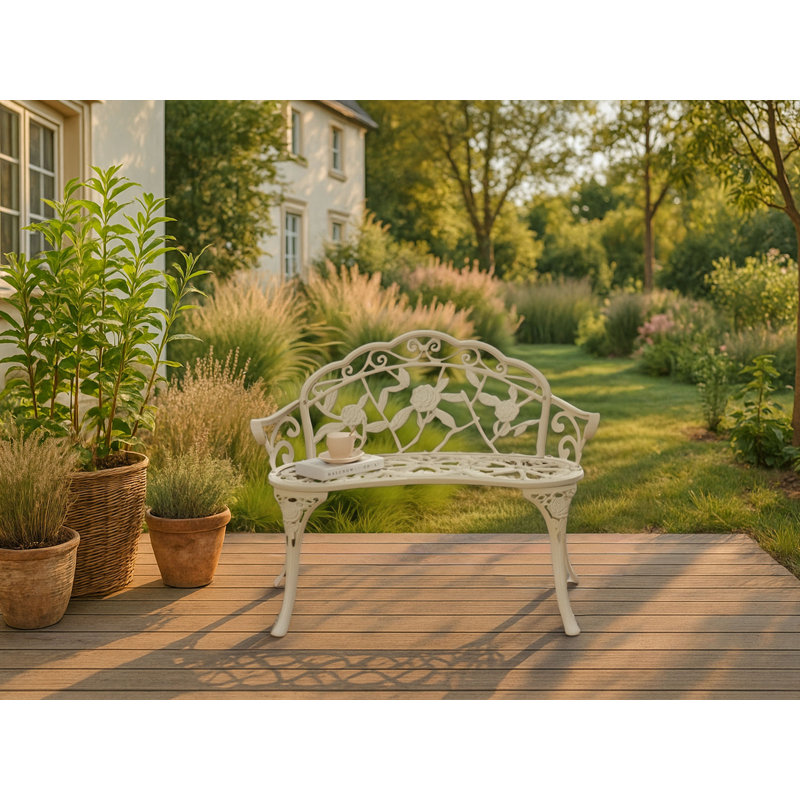 Aluminum Outdoor Bench, White