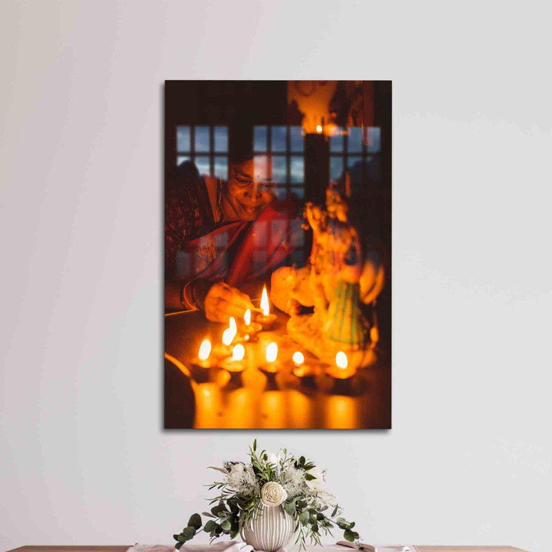 Art mural en verre fait à la main avec message inspirant et chandelles, idéal pour la maison ou le bureau
