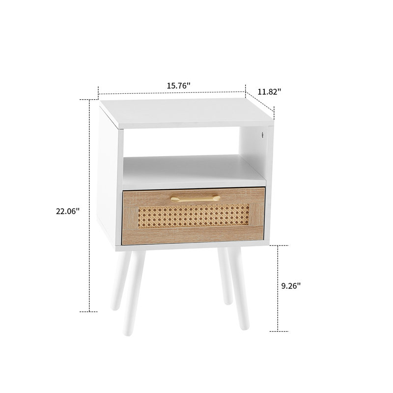 Table de chevet Cathrine, Blanc