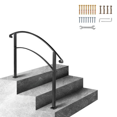 Rambarde extérieure en métal noir monobloc, réglable et robuste