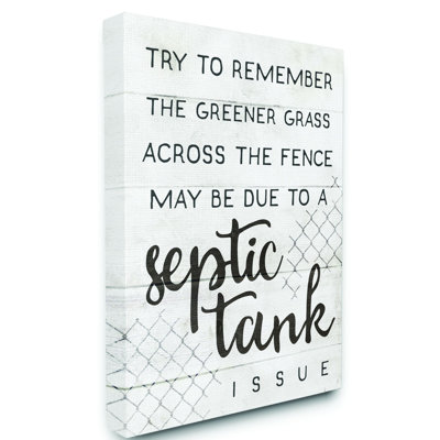" Greener Grass Septic Issue Funny Family Home Word Design "