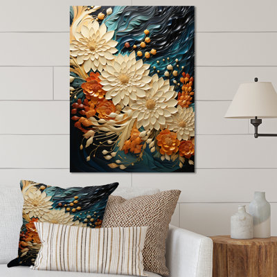 " Orange Teal Botanical Whirlwind III "