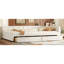 Lit plateforme double tapissier avec USB et 2 tiroirs, beige