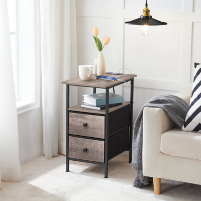 Narrow End Table with Charging Station