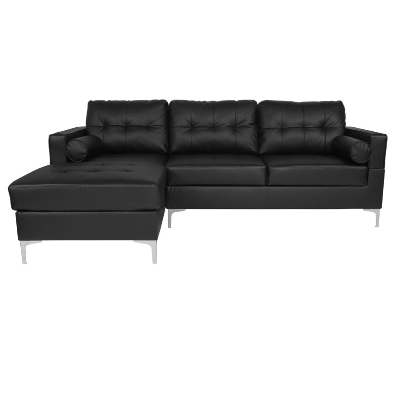 Canapé modulaire en similicuir de 121 po de large Coveale, Similicuir noir