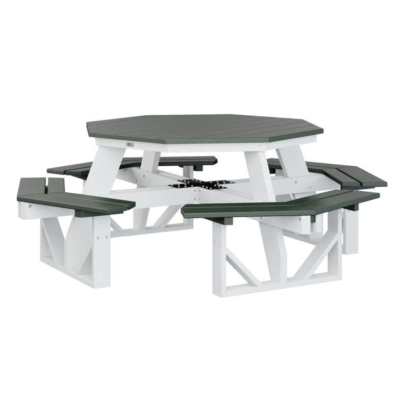 Table de pique-nique Ada  , Coquillage / Blanc, H 29 po x L 85 po x l 85 po