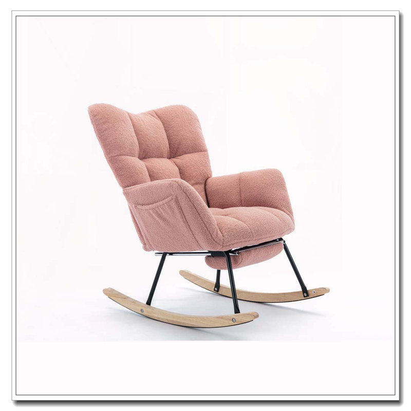 Chaise berçante Teddy, Rose - repose-pieds