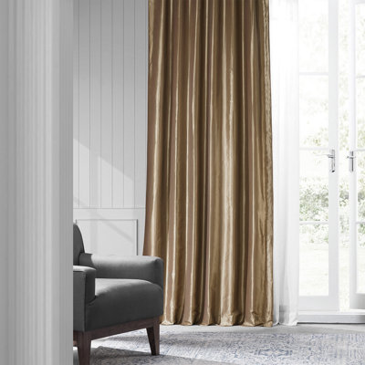 Solid Faux Silk Taffeta Curtains for Bedroom Room Darkening Curtains for Large Window Single Panel -  Astoria Grand, CE7F94A9715D435D90A1C83B381BF596