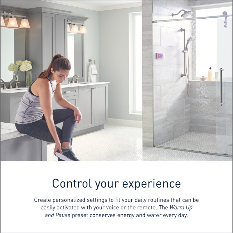 U by Moen Smart Shower 4-Outlet Digital Shower Controller for Thermostatic Shower Valve, Matte Black
