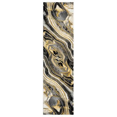 Nason Collection Abstract Black/Gold Area Rug,