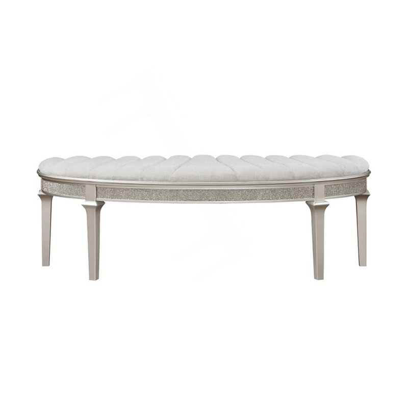 Curved Fabric Upholstered Bench