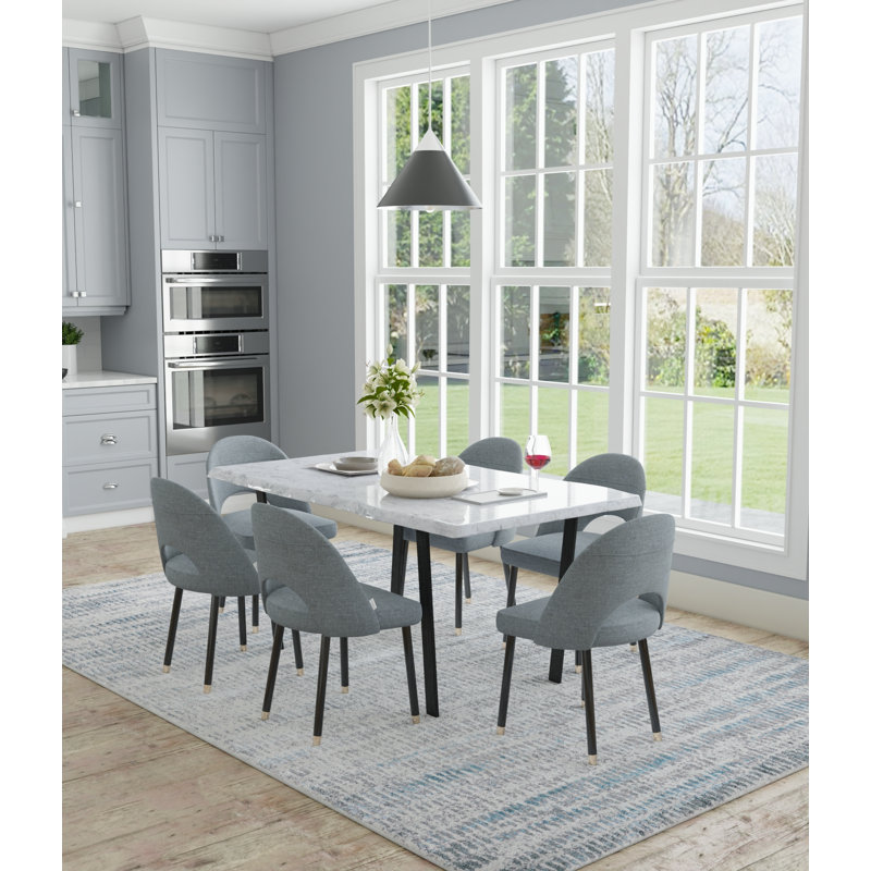Blue Abstract Reversible Rectangular Synthetic Rug 4' x 6'