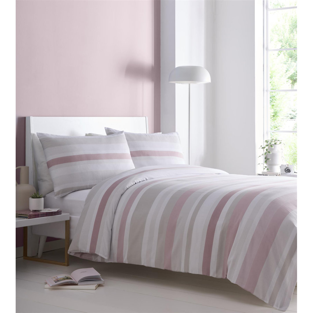 Portfolio Living Wetumka Stripes Charcoal Duvet Cover Set Single Bedding Set