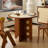 Beige Brown Bound Sintered Stone Solid Wood Dining table