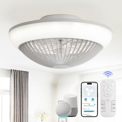 15" 7-ABS Transparent Blade Classic Ceiling Fan Light, RGB Immersive Lighting Effect, APP/Six-Speed Intelligent Control