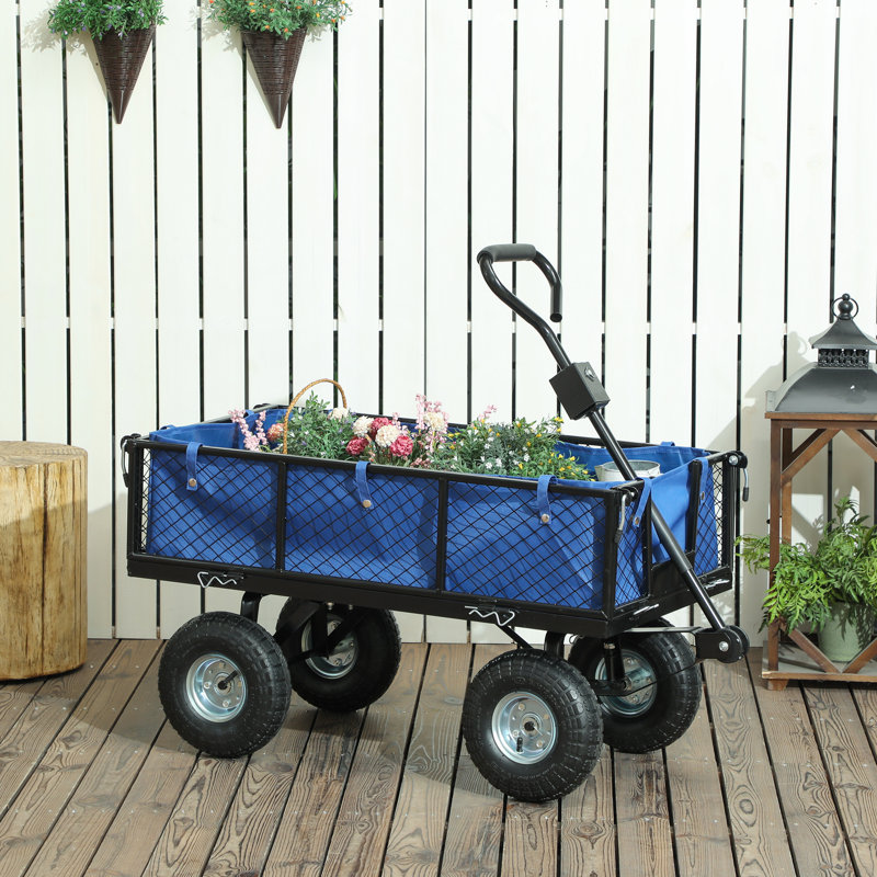 Outsunny Garden Trolley Cart Heavy Duty Festival Trolley, Blue
