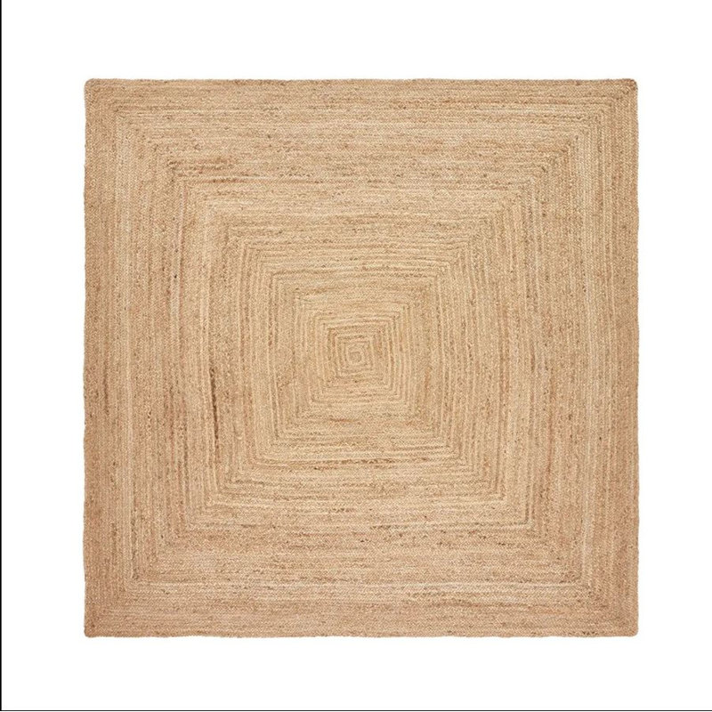 Buscher Solid Colour Jute / Sisal Hand Woven Area Rug, Square 350cm