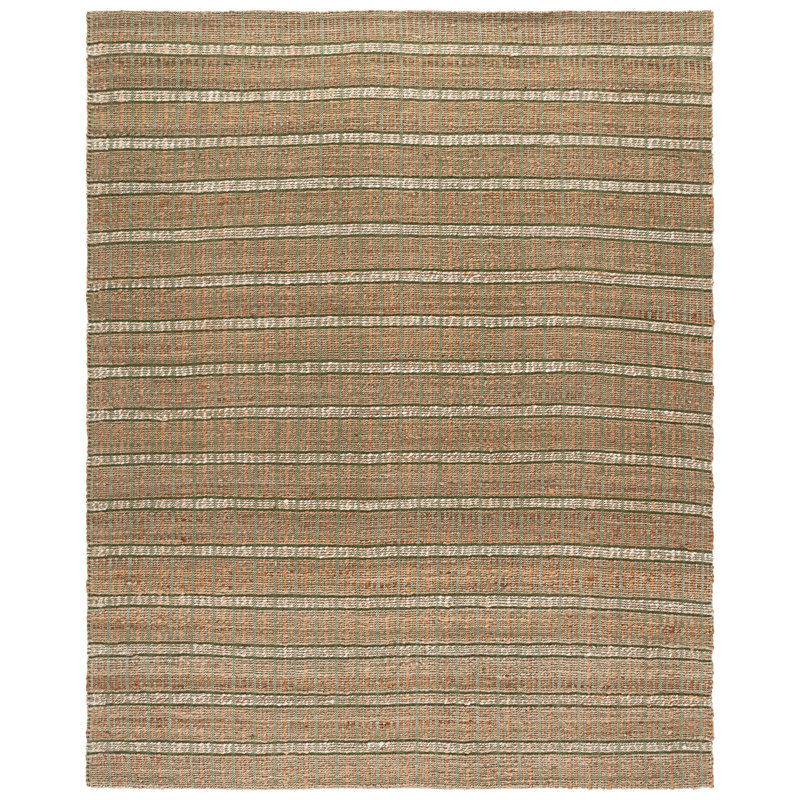 Sollars Striped Flatweave Green/Natural Area Rug, Rectangle 8' x 10'