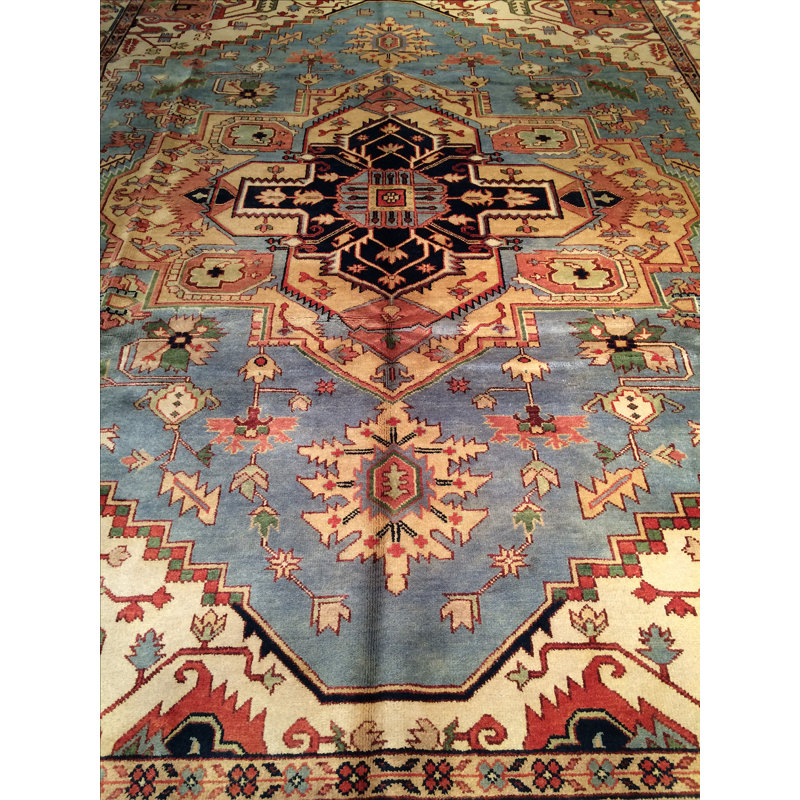 Wool Southwestern Area Rug in Ivory/Rust