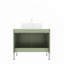 Armoire de salle de bain autoportante de 30 pouces avec plateau en pierre frittée blanc de Carrare et deux portes, vert (lavabo non inclus)