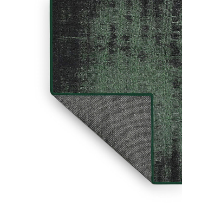 Tapis noir / vert en laine Abstract, Rectangle 3 pi x 5 pi