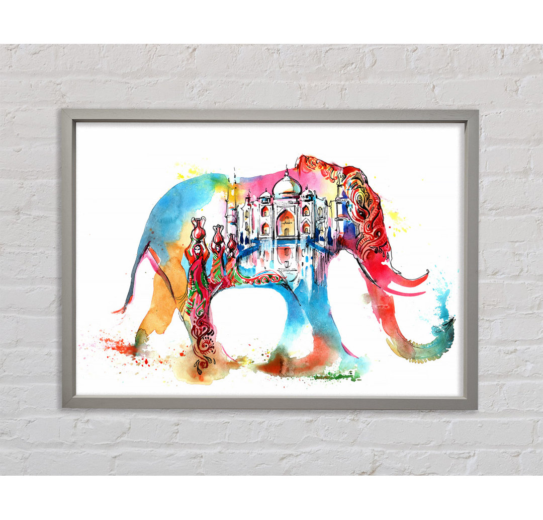 Rainbow Indian Elephant - Einzelner Bilderrahmen Kunstdrucke auf Leinwand