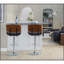Tabouret de bar réglable avec pivot en métal chromé, bois de noyer et similicuir espresso avec repose-pieds droit en T - ensemble de 2-2090230705