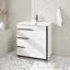 Meuble-lavabo de salle de bain autoportant seulement, avec trois tiroirs à fermeture douce et poignées métalliques personnalisables, blanc et noir