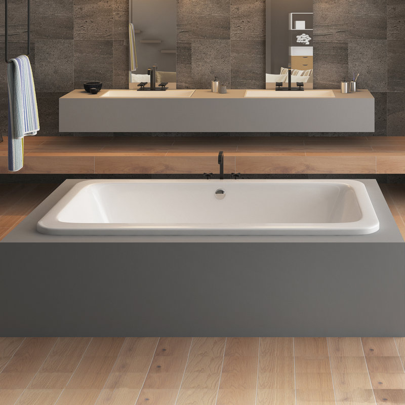 Roadknight 66" x 34" Drop In Whirlpool Acrylic Bathtub, White