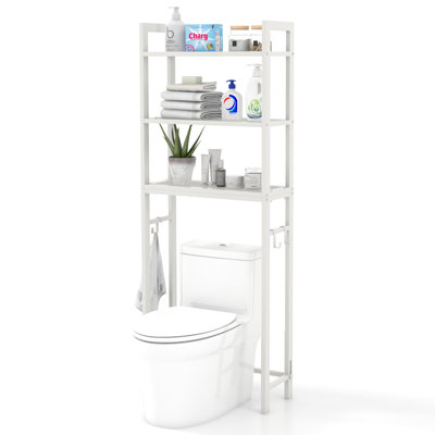 Organisateur de salle de bain en métal à 3 niveaux, support de rangement autoportant au-dessus de la toilette avec dispositifs anti-basculement