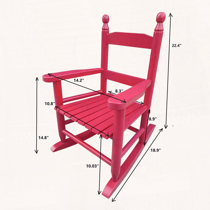 Chaise berçante en bois massif massif, Rose rouge