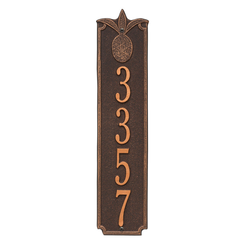 Plaque d'adresse murale à 4 lignes Pineapple, Oui, Bronze huilé