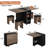 5 PCS Farmhouse Folding Dining Table Set for 4, 60'' Drop Leaf Table Set with 4 Leather Chairs, 2-Layer Storage Shelf, 6 Wheels, Barn Door Design, Space Saving Foldable Kitchen Table for Small Spaces-1493080774