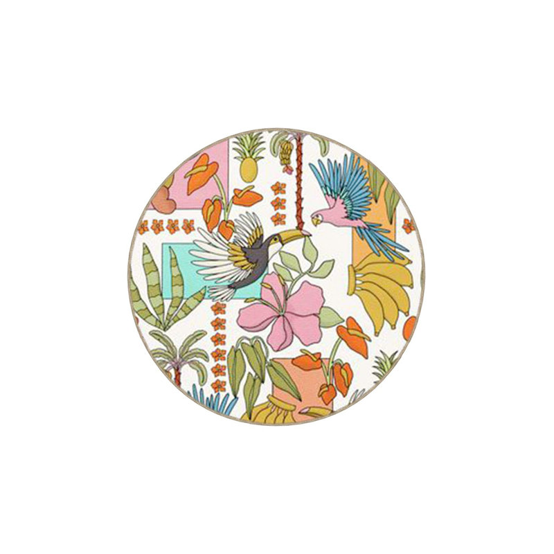 Bird Animal Patterned Woven Base Rug, Square 3'3" Rug Pad Included