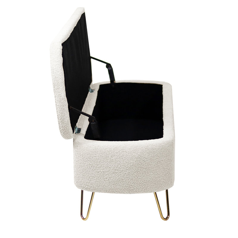 Upholstered Storage Bench, Ivory