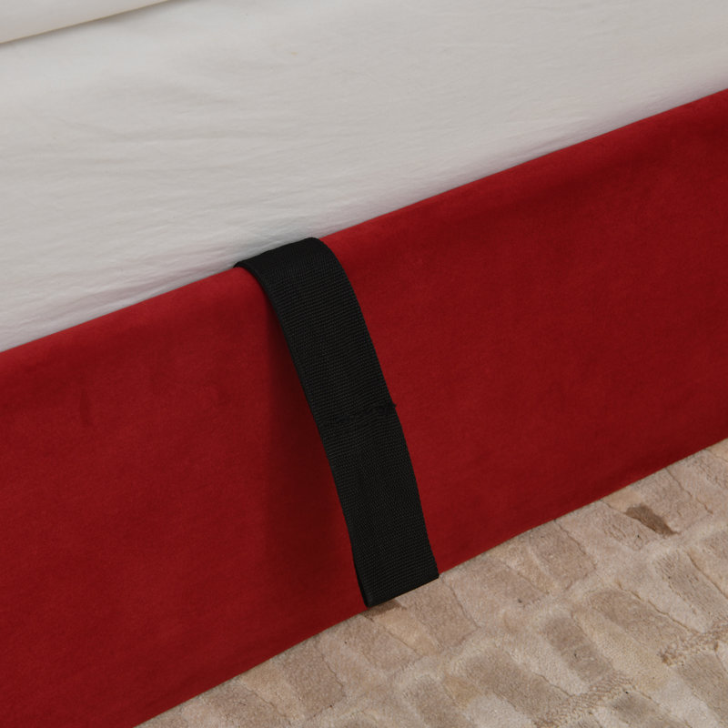 Lit plateforme tapissier avec rangement Linvel, Double, Velours écarlate